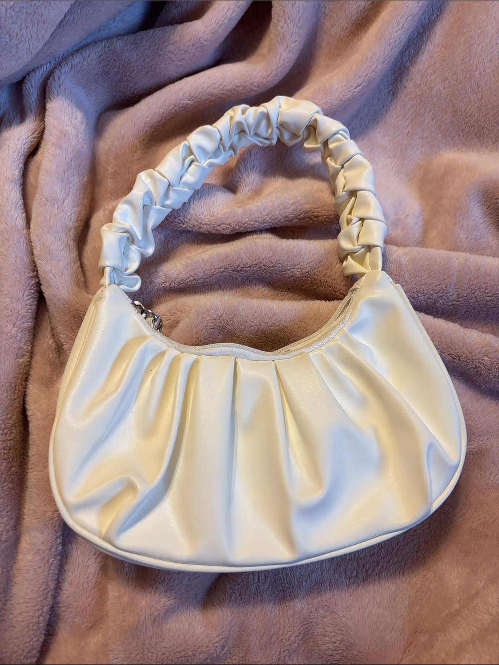 Glossy matte cream hand bag